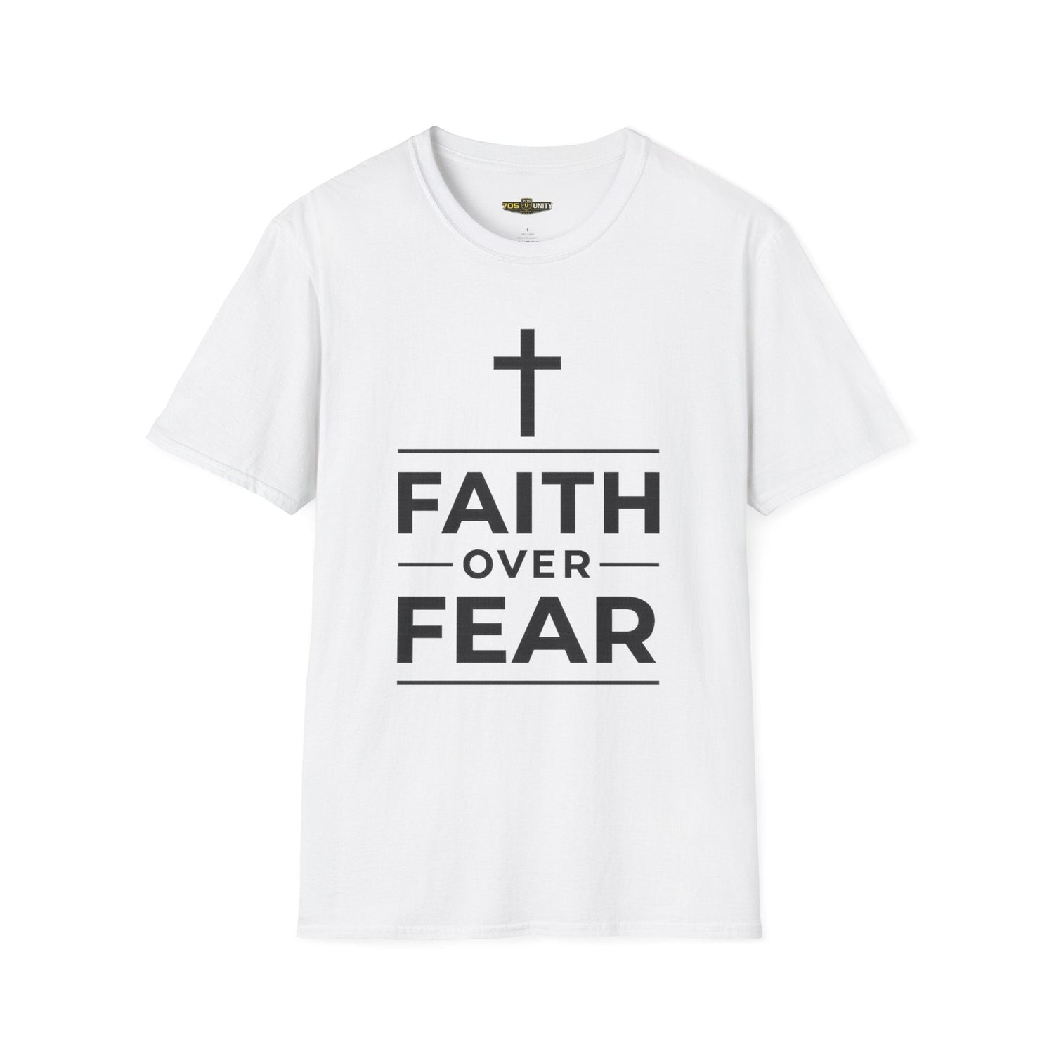 Faith Over Fear Cross Tee — front view | 705 Unity cross Christian apparel