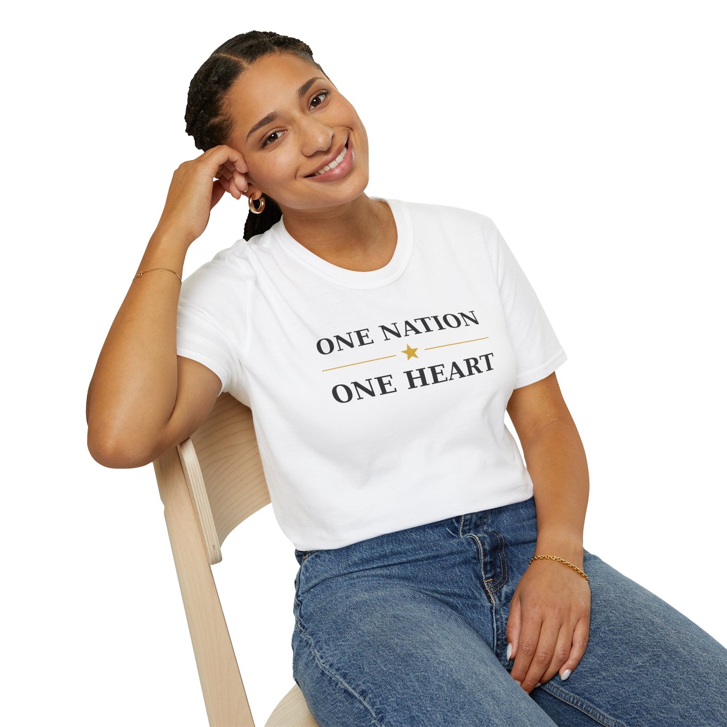 One Nation One Heart T-Shirt — Patriotic Minimalist Tee