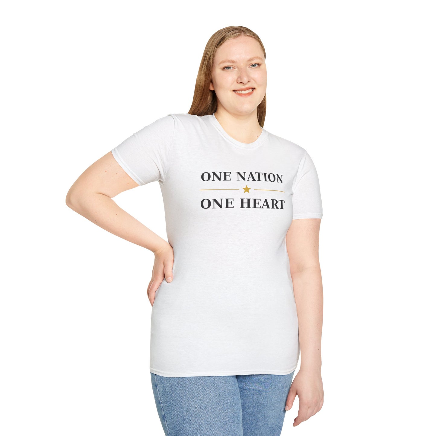 One Nation One Heart T-Shirt — Patriotic Minimalist Tee