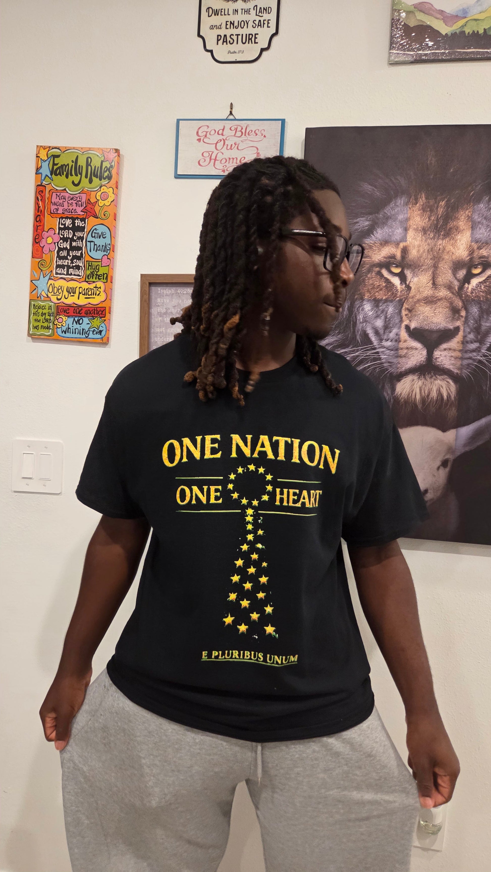 One Nation One Heart Flag Tee — variant view | 705 Unity Christian apparel