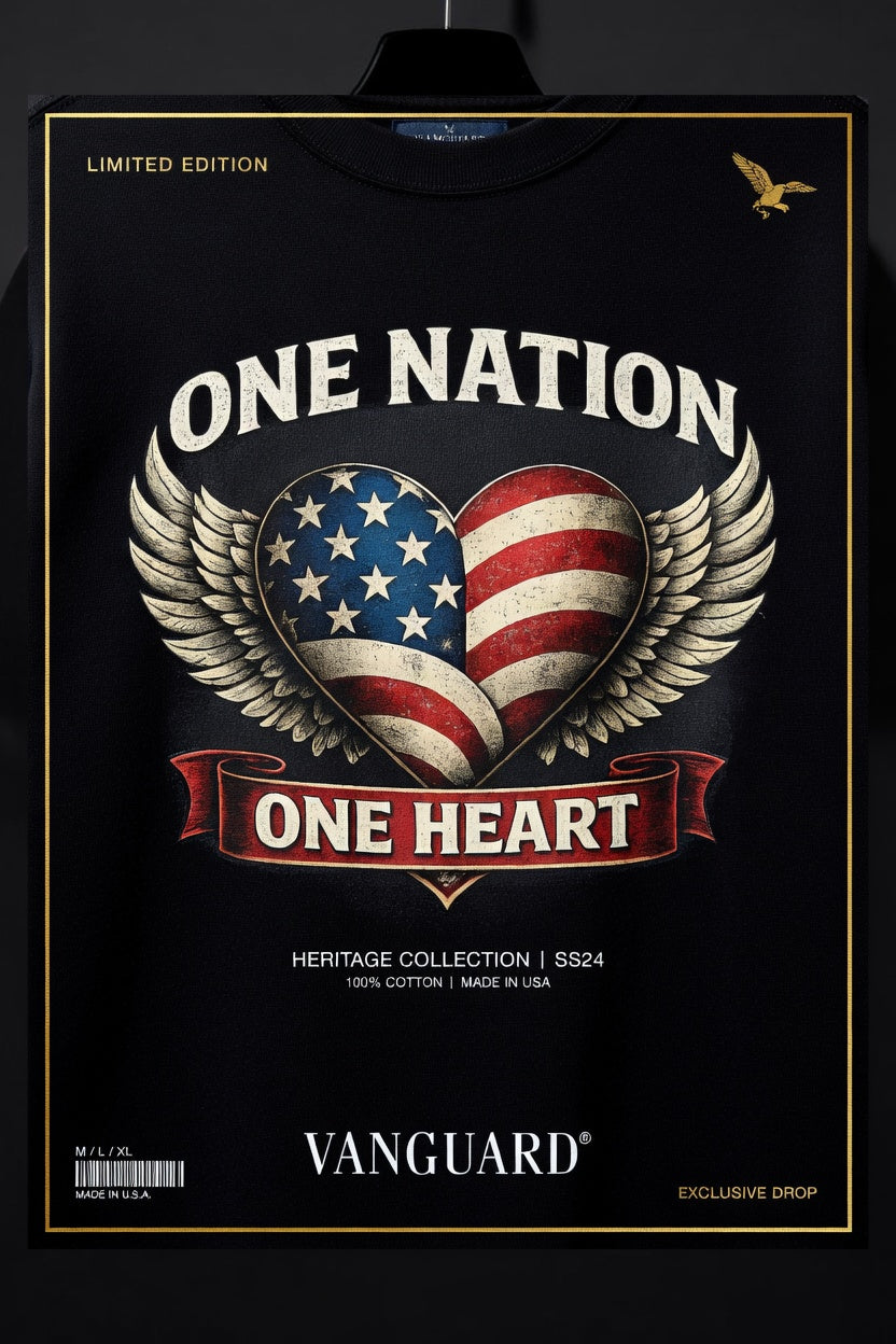 One Nation One Heart Wings Tee