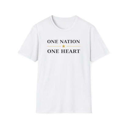 One Nation One Heart T-Shirt — Patriotic Minimalist Tee