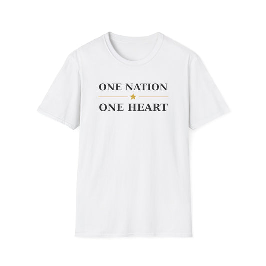 One Nation One Heart T-Shirt — Patriotic Minimalist Tee