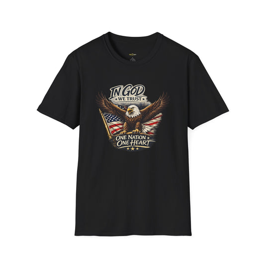 In God We Trust Patriotic Eagle Tee — front view | 705 Unity Christian apparel